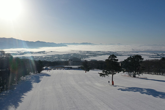 絶景、ドローン撮影中央ゲレンデ